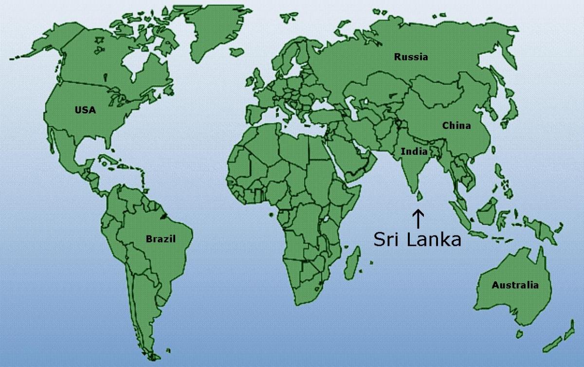 Ceylon staðsetningu heiminum kort