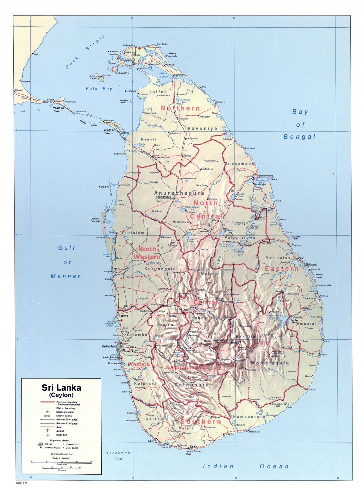 kort af Sri Lanka við borgum