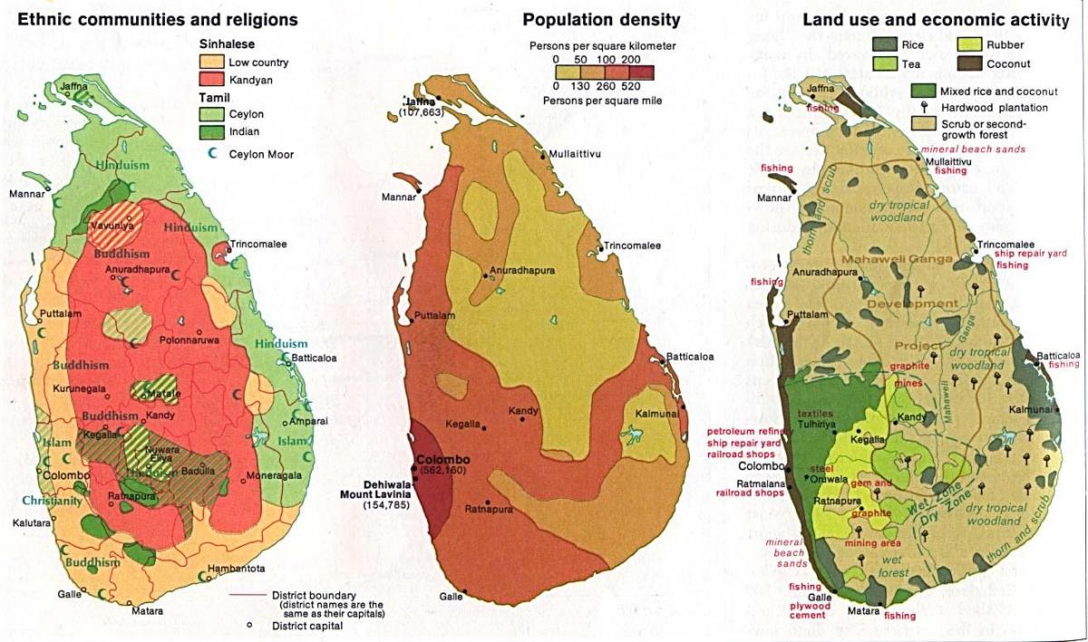 kort af Sri Lanka landbúnaði