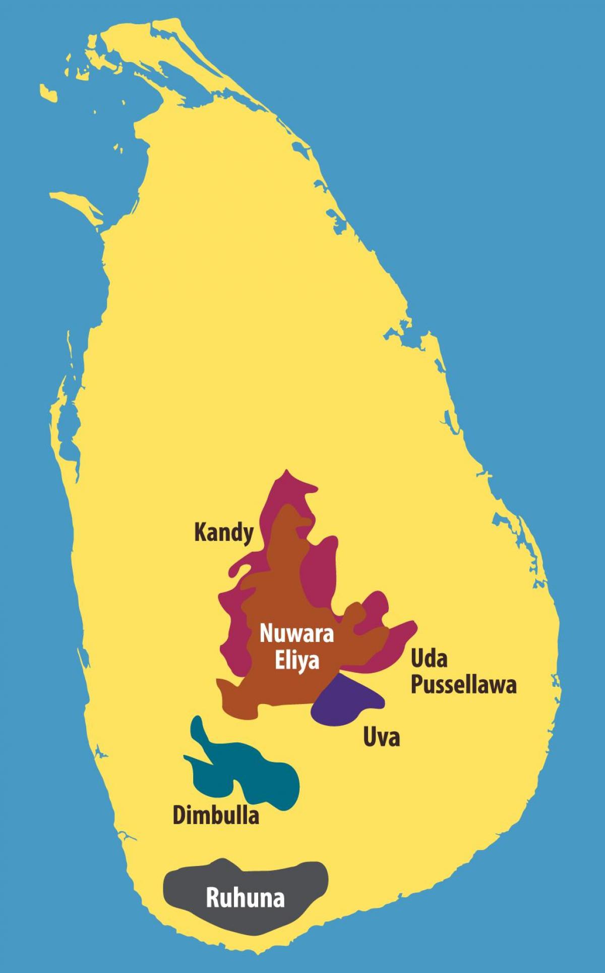 kort af Sri Lanka te plantations