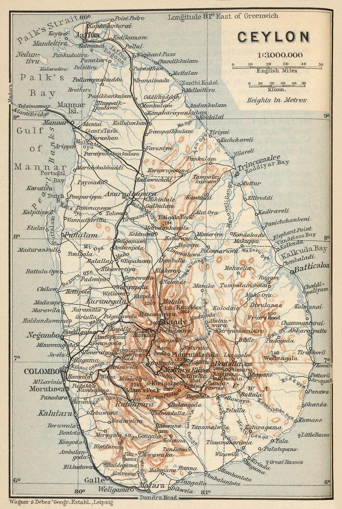 Ceylon á kort