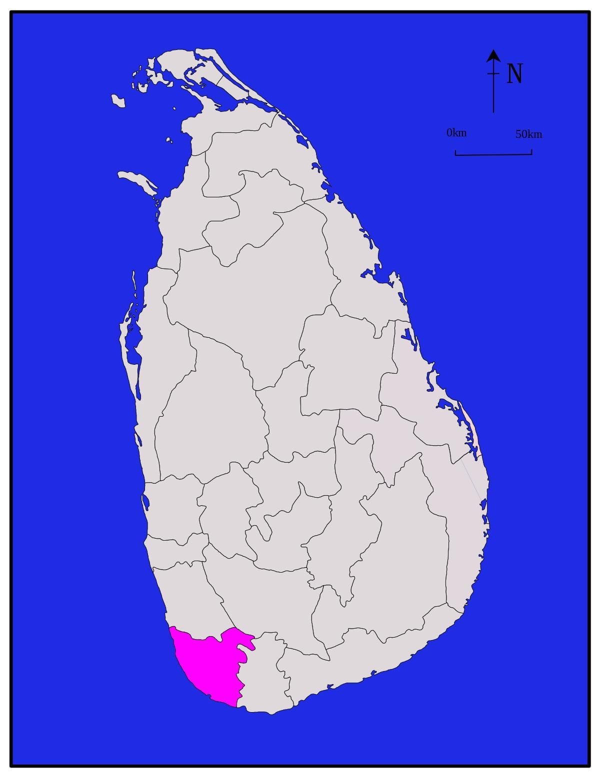 kort nótt Sri Lanka