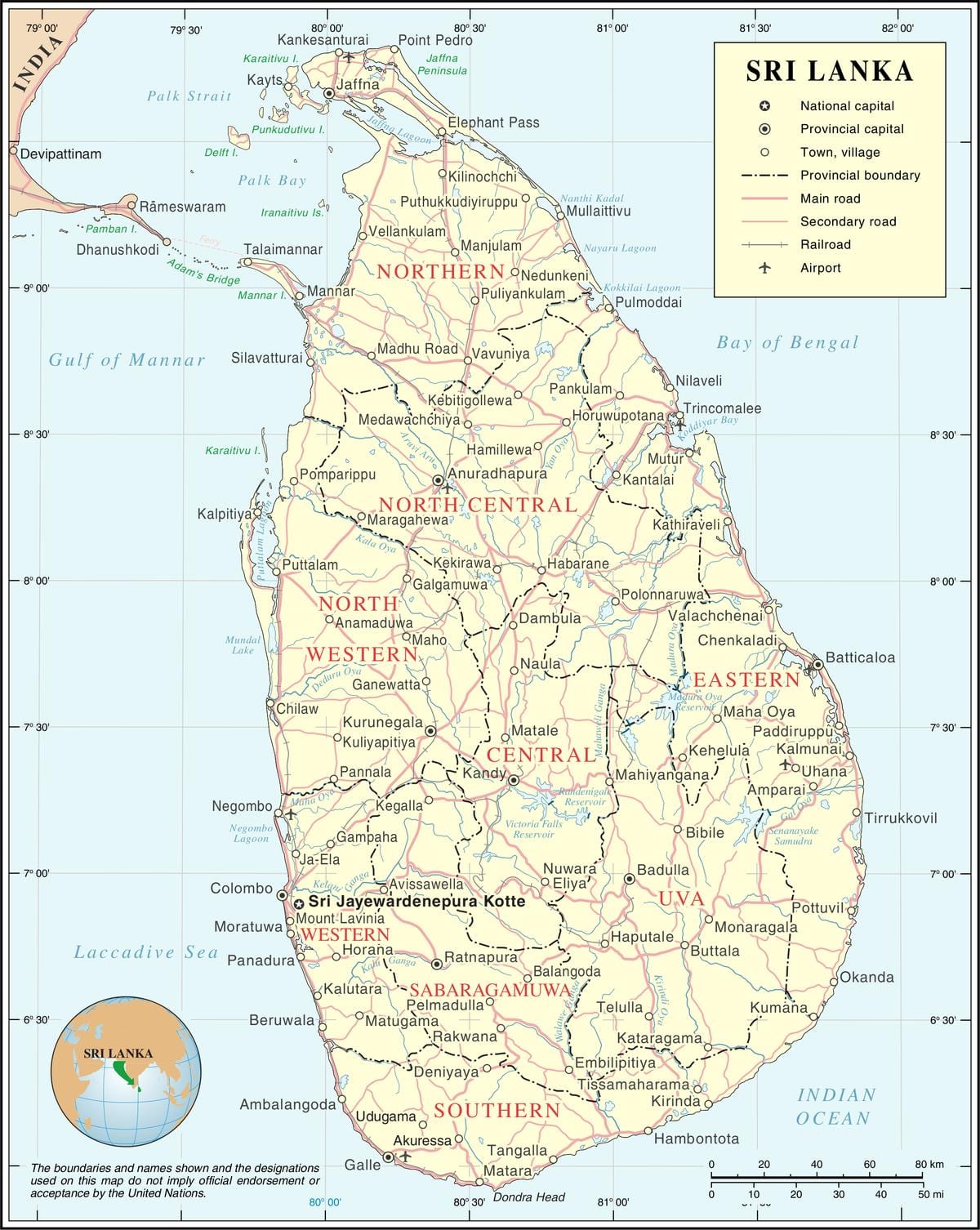 kort af Sri Lanka bænum