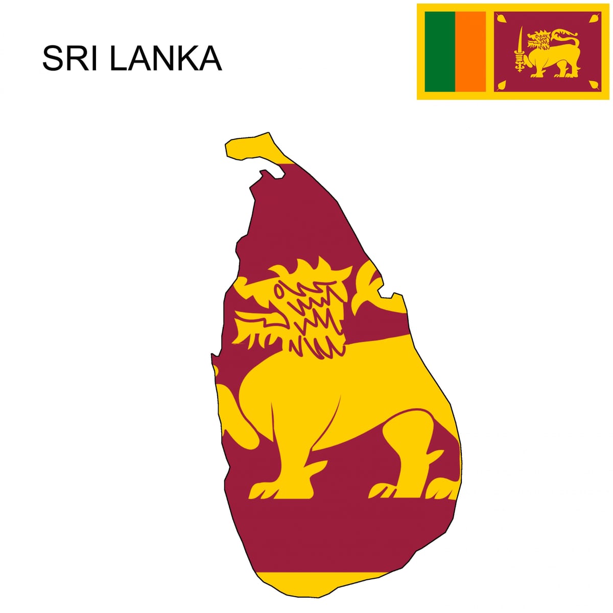 kort af Sri Lanka fána