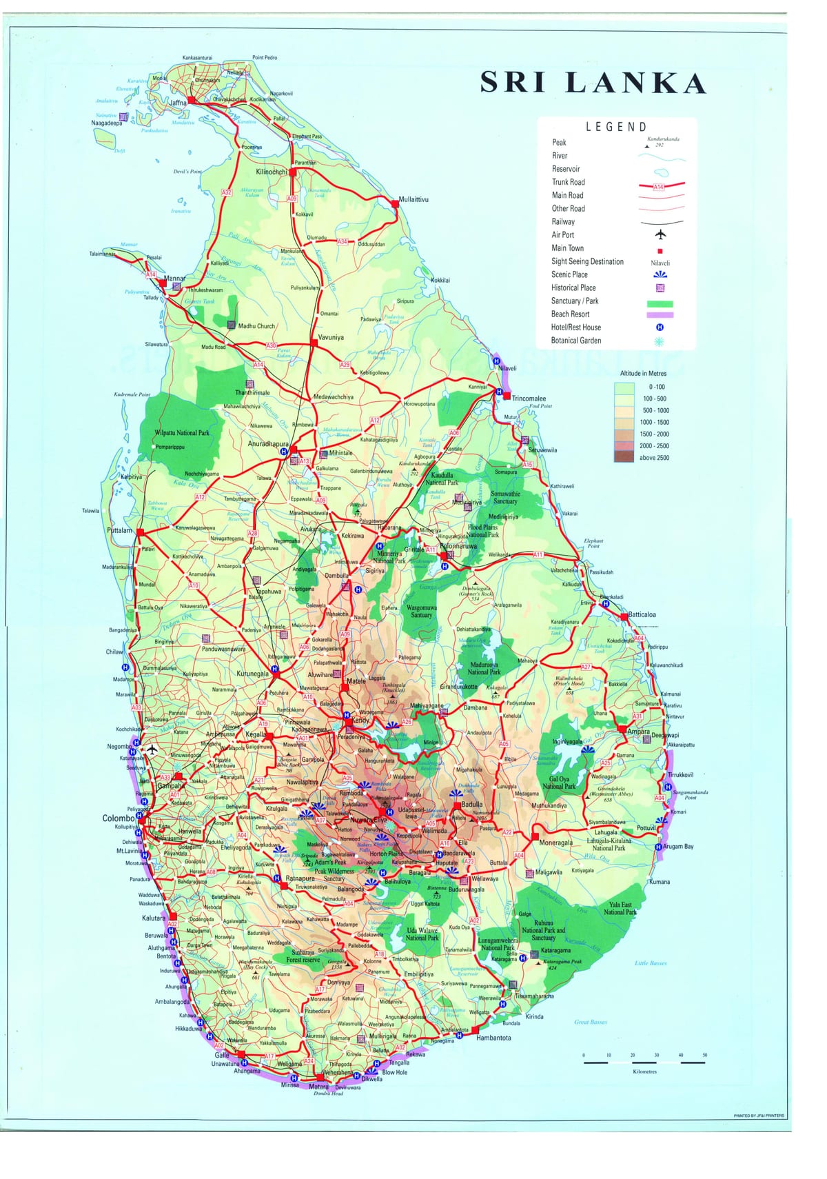 kort af Sri Lanka flutninga