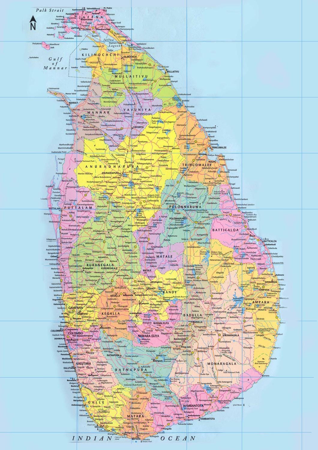 Sri Lanka kílómetra kort
