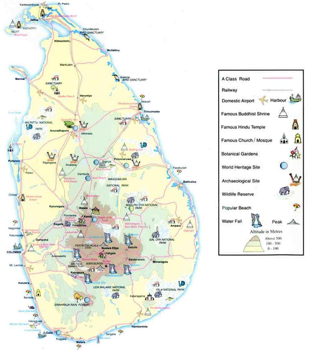 kort af Sri Lanka kort
