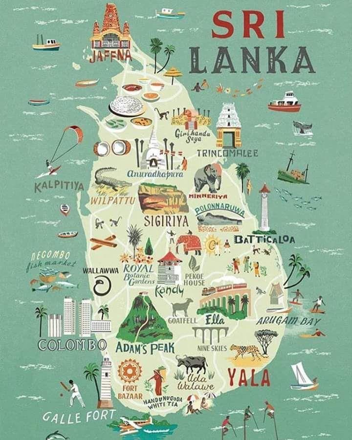 kort af Sri Lanka kort veggspjald
