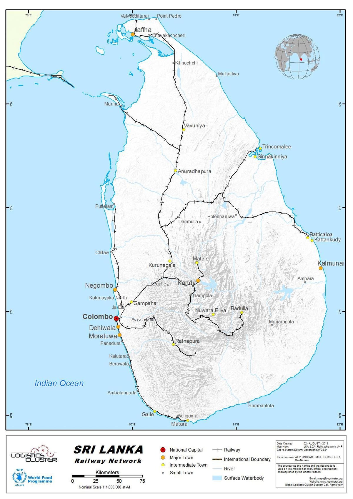lestin leiðir Sri Lanka kort