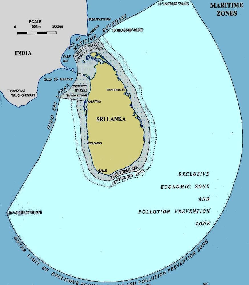 kort af Sri Lanka sjó