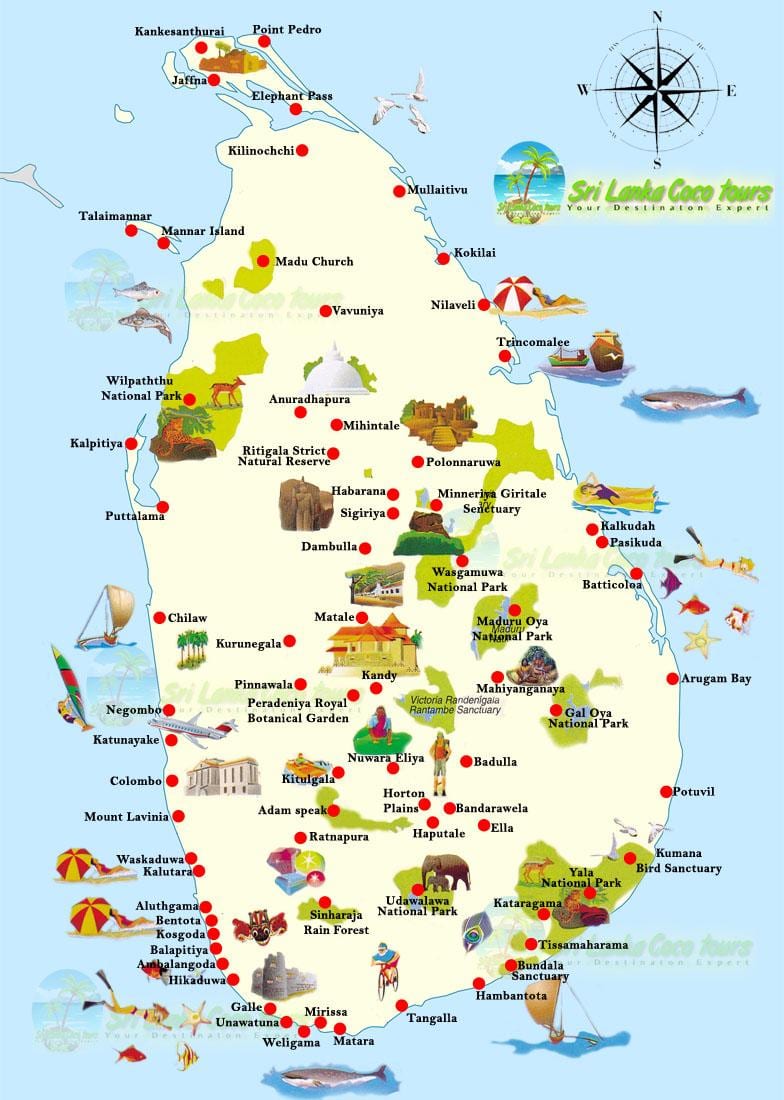 kort staðnum Sri Lanka