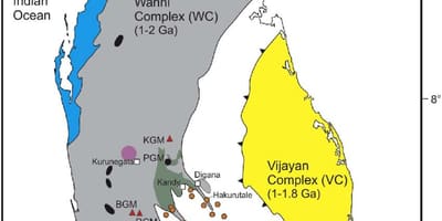 Kort af steinefnum í Sri Lanka