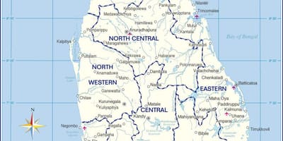 Kort af alþjóðlegum flugvöllum í Sri Lanka