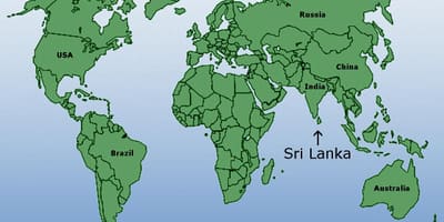 Ceylon staðsetningu heiminum kort