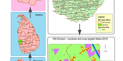 Kort af ð deild kort Sri Lanka