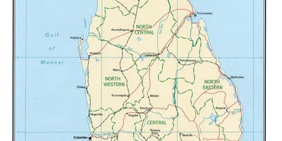 Kort af heimsendi Sri Lanka