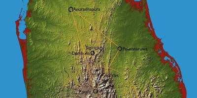 Kort af hill landi Sri Lanka