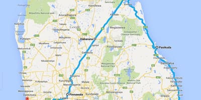 Sri Lanka besta ströndum kort