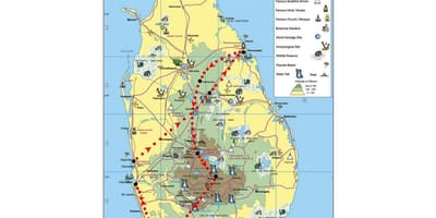 Kort af táknum í Sri Lanka
