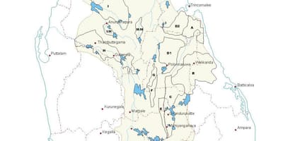Kort af skriðdreka í Sri Lanka