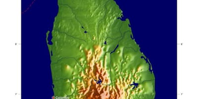 Kort af Sri Lanka hækkun