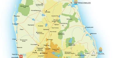 Kort af Sri Lanka höfnum