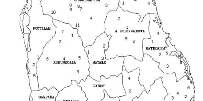 Kort af Sri Lanka kort svart og hvítt