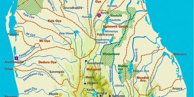Kort af Sri Lanka landafræði