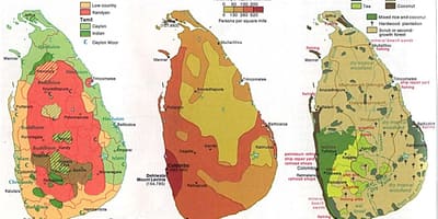 Kort af Sri Lanka landbúnaði