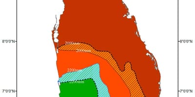 Sri Lanka loftslag svæði kort