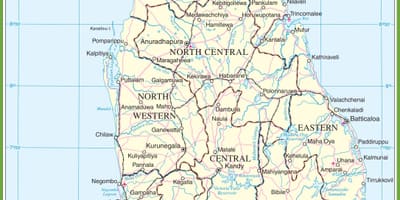 Kort af Sri Lanka pólitískum