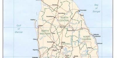 Kort af Sri Lanka rist