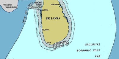 Kort af Sri Lanka sjó