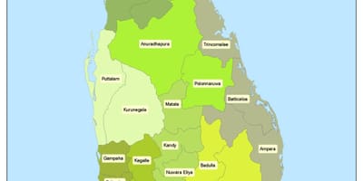 Kort af Sri Lanka svæði