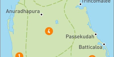 Kort af Sri Lanka svæðum