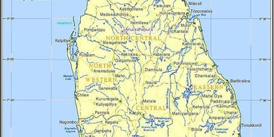 Kort af vötnum í Sri Lanka